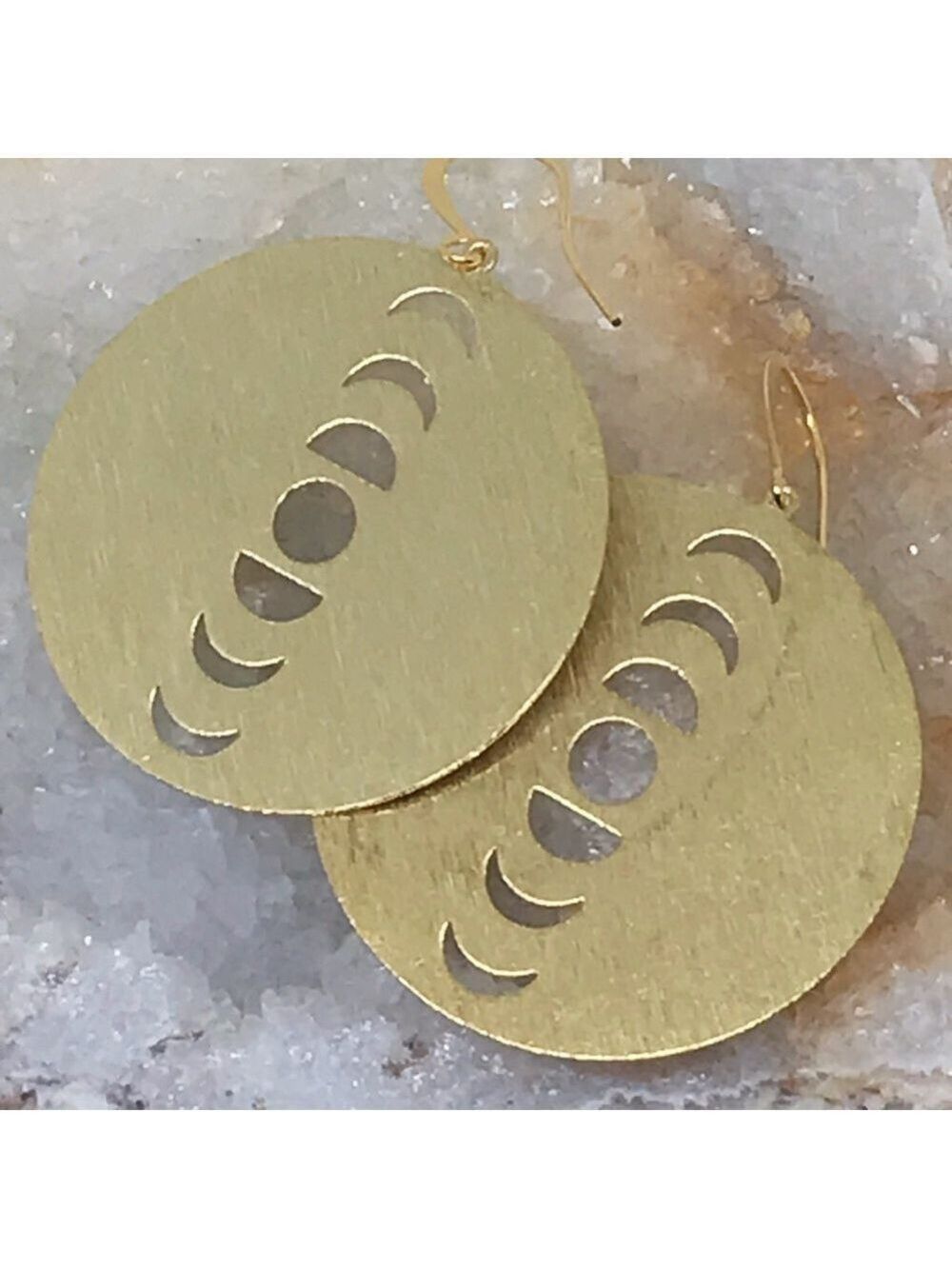 Moon Phase Earrings Brass